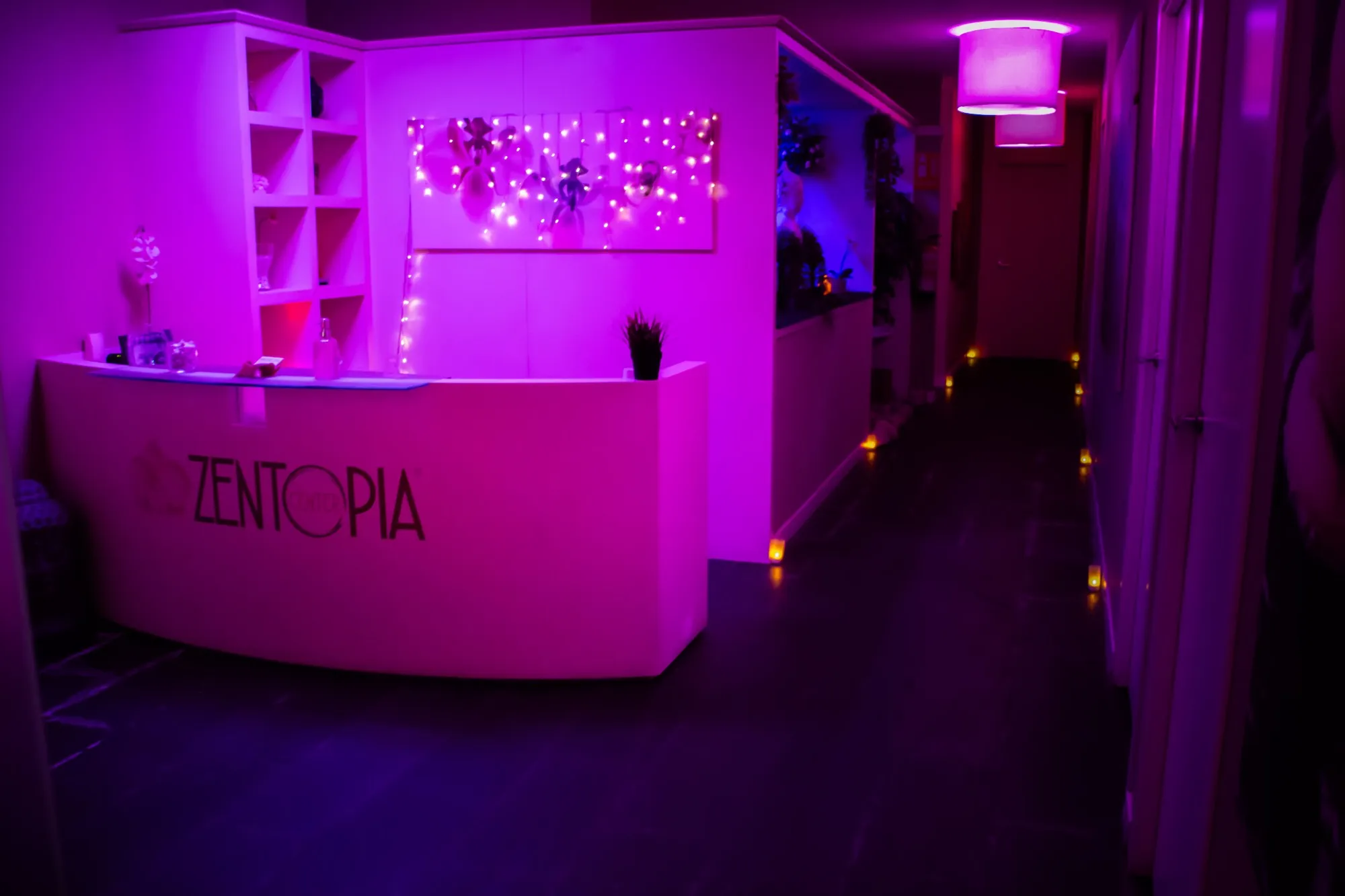 Recepción con luz rosa
